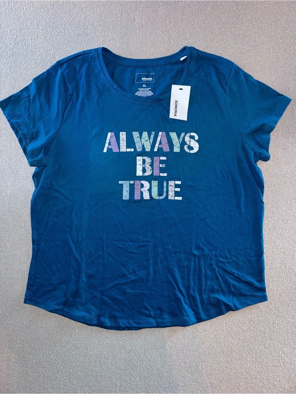 Sonoma size XL Teal Short-Sleeve Graphic Tee - 'Always Be True' - NWT
